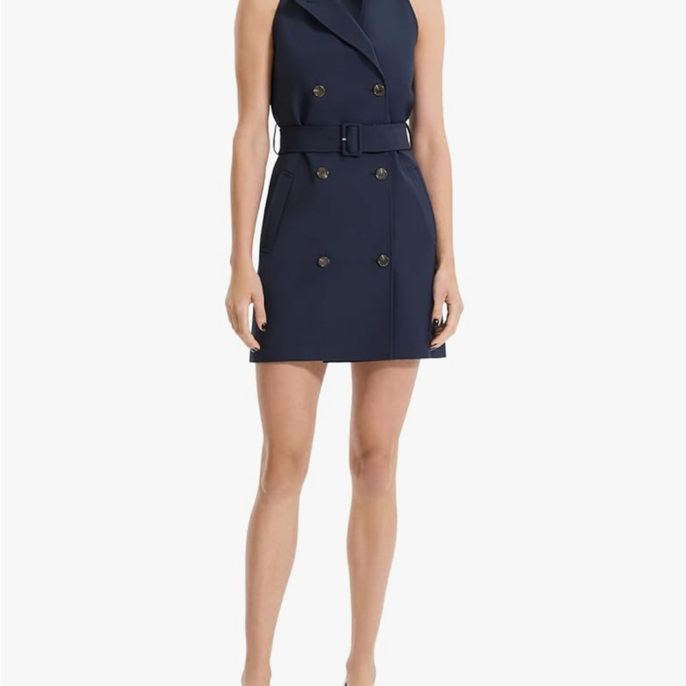 Theory Halter Trench Sleeveless Mini Dress